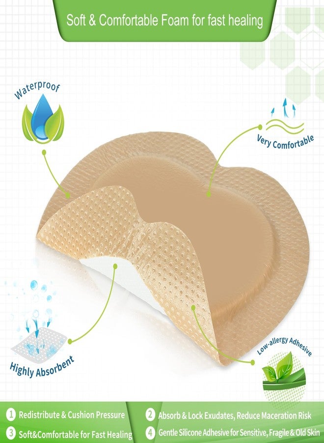 NEUHEILS Sacrum Silicone Foam Dressing with Gentle Border for Sacral Ulcer, Pressure Ulcer, Butt Bed Sore, Size 7''x7'' (4.9''x5.3'' Pad), 5 Pack, High Absorbency Silicone Adhesive Wound Bandage by NeuHeils - Image 5