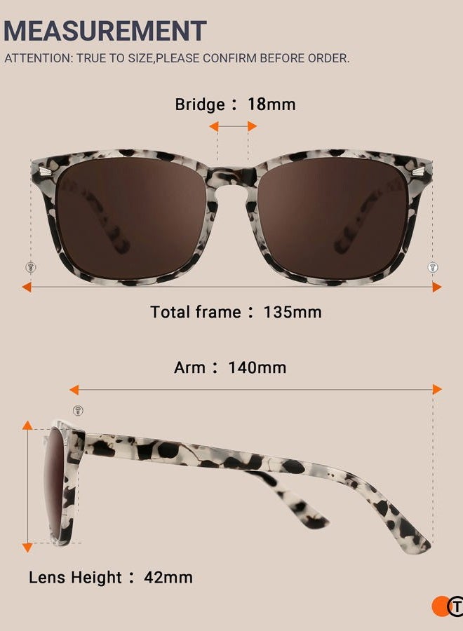 TIJN Square Polarised Sunglasses for Women Men Fishing Driving Sunglasses Lightweight Retro Sun Glass UV 400 Protection, 05-black+tortoise(2pack), L - Image 5