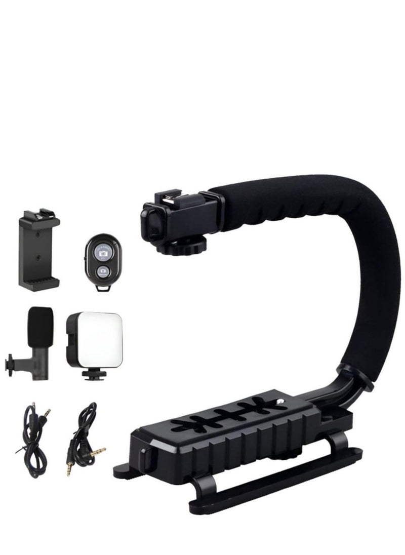JAJEEK Video Making Kit – Portable Camera Stabilizer, Fill Light, Microphone, Portable Vlog Holder Mount Kit for Universal Photography – Ideal for Vlogging, Content Creation, Live Streaming, YouTube, and Mobile Photography  - Image 3