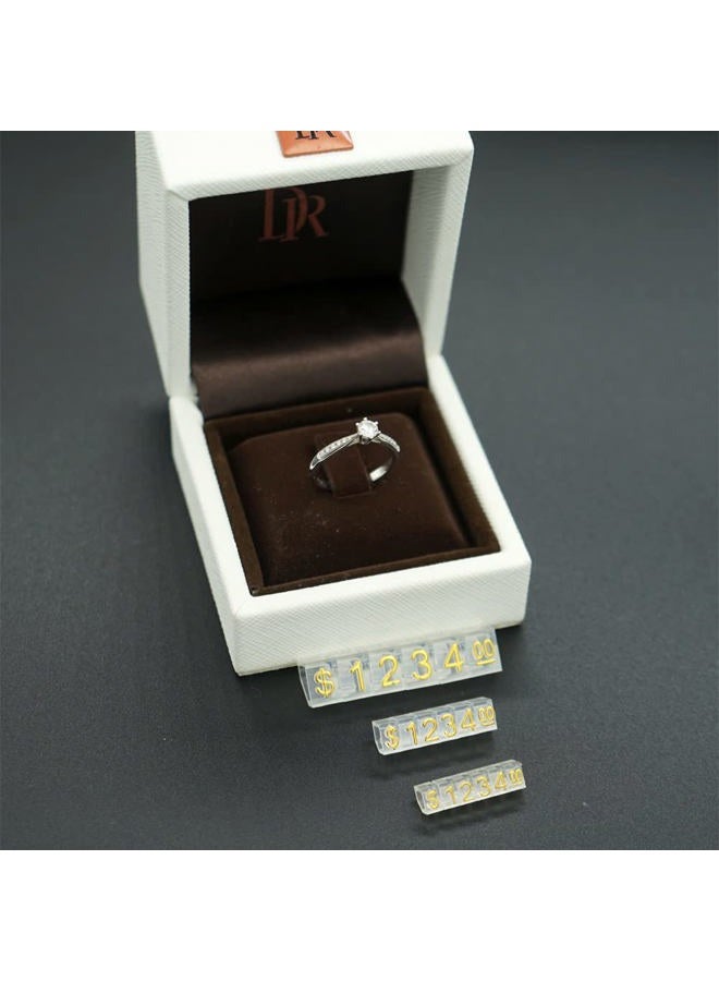 Mollytek 20 Sets Adjustable Price Tag Cube for Jewelry Display Counter Stand Number Letter Dollar Price Block Kit for Retail Shop (Clear Golden, M) - Image 5