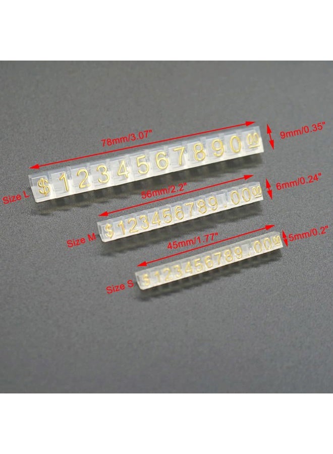Mollytek 20 Sets Adjustable Price Tag Cube for Jewelry Display Counter Stand Number Letter Dollar Price Block Kit for Retail Shop (Clear Golden, M) - Image 2