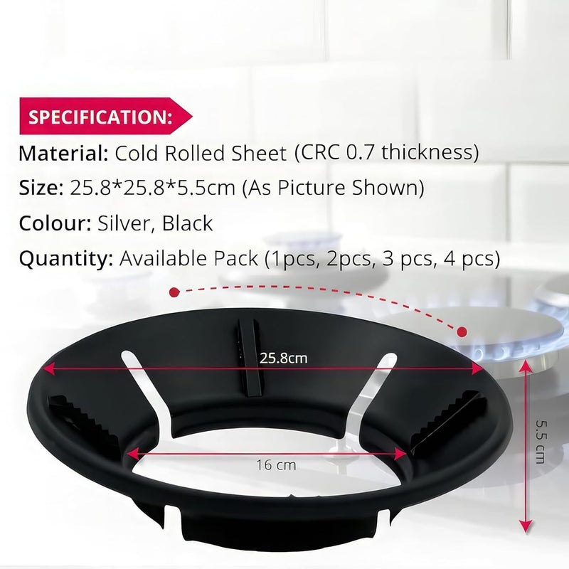 Open Gas Saver Burner Stand Gas Chula Burner Gas Saver Stand Jali Ring Fire Windproof Energy Saving Gas Chula Support Stand 4 Legs Supported For Indian Gas 07Mm Pack of 2 Black  - Image 4