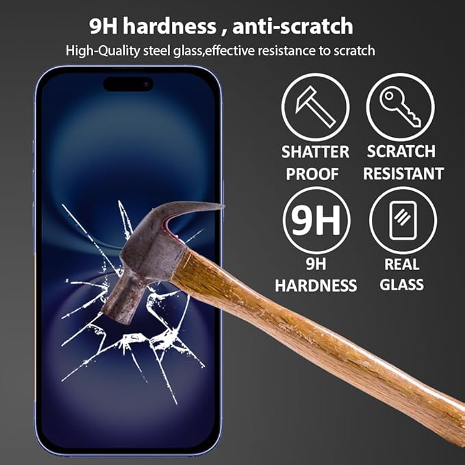 Privacy Screen Protector for iPhone 16, Anti-Spy 9H Tempered Glass, Case Friendly, Bubble-Free, HD Clear, Scratch Resistant Screen Guard - Image 5