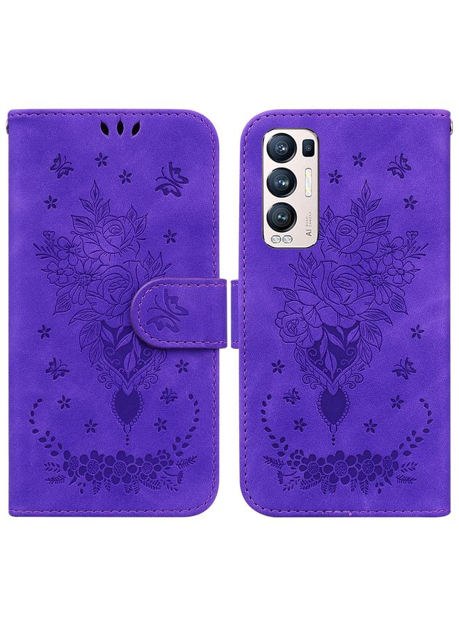 S-TOP Case For OPPO Find X3 Neo / Reno5 Pro+ 5G Butterfly Rose Embossed Leather Phone Case - Image 1