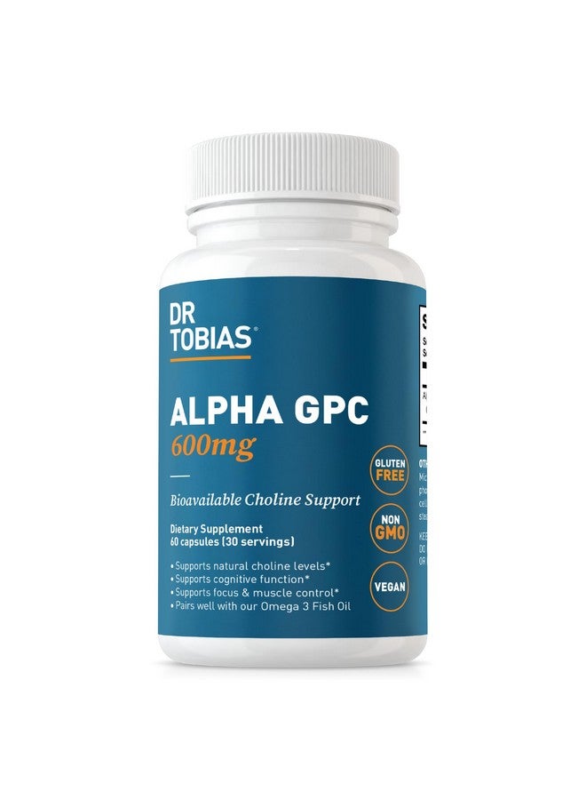 Dr. Tobias Alpha GPC 600mg Per Serving - Bioavailable Choline Supplements for Brain, Memory and Focus - Premium Nootropic Alpha GPC Choline Supplement, Vegan, Non-GMO, 60 Capsules, 30 Servings - Image 1