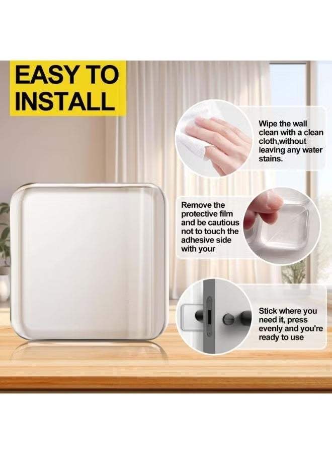 12 قطعة من واقيات الأبواب لحماية الجدران، واقيات مقابض الأبواب المصنوعة من السيليكون مع لاصق قوي ذاتي اللصق، مصدات أبواب سميكة محسّنة وقابلة لإعادة الاستخدام، مثالية لحماية الجدران وتقليل الضوضاء (شفافة). - Image 4