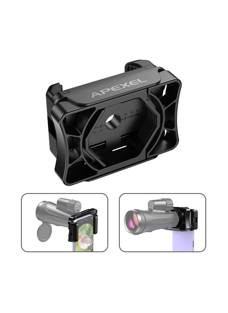 APEXEL - Universal Telescope Phone Adapter for Monoculars Binoculars Microscope with 23mm-50mm Eyepiece Diameter Adjustable Smartphone Holder Clip for Telescope - Image 1