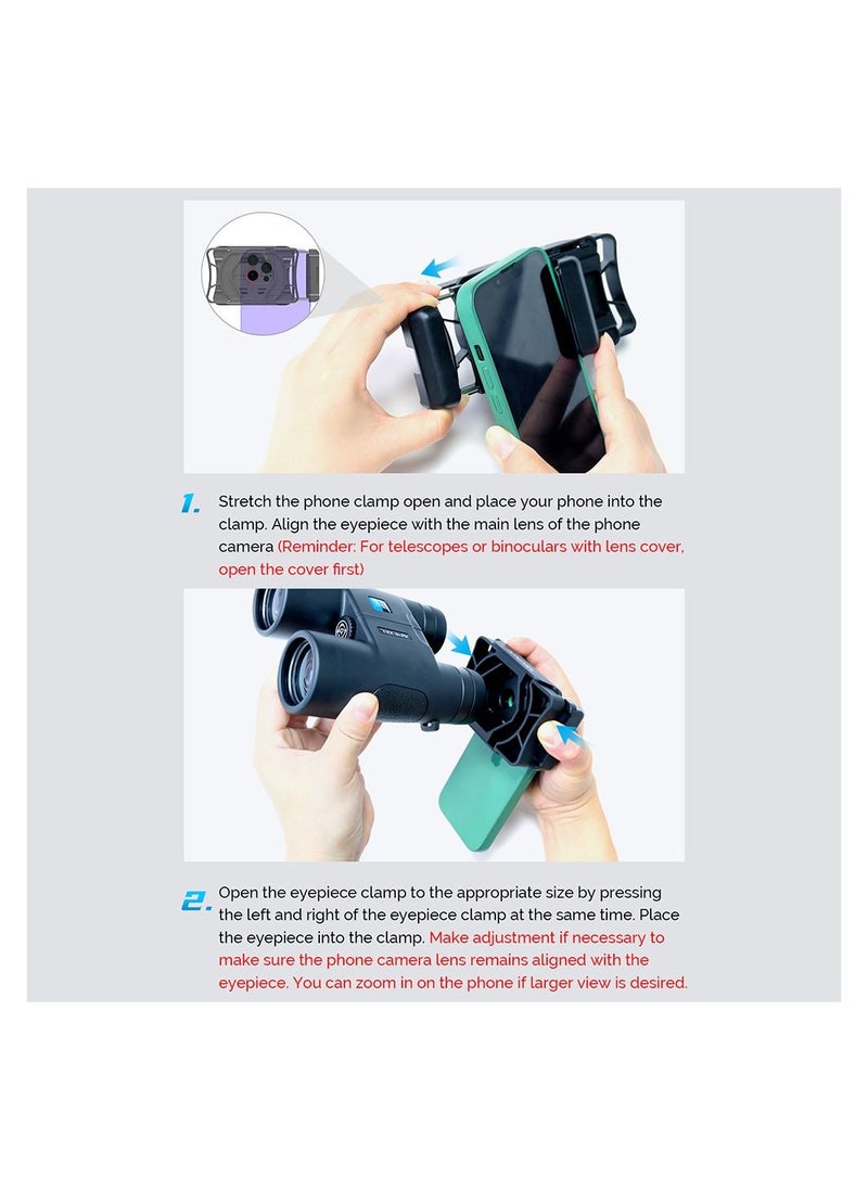APEXEL - Universal Telescope Phone Adapter for Monoculars Binoculars Microscope with 23mm-50mm Eyepiece Diameter Adjustable Smartphone Holder Clip for Telescope - Image 1