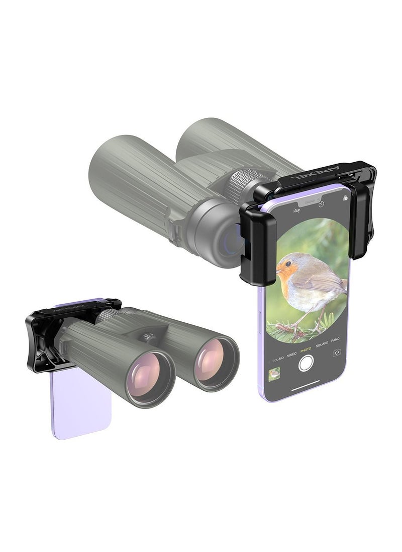 APEXEL - Universal Telescope Phone Adapter for Monoculars Binoculars Microscope with 23mm-50mm Eyepiece Diameter Adjustable Smartphone Holder Clip for Telescope - Image 1