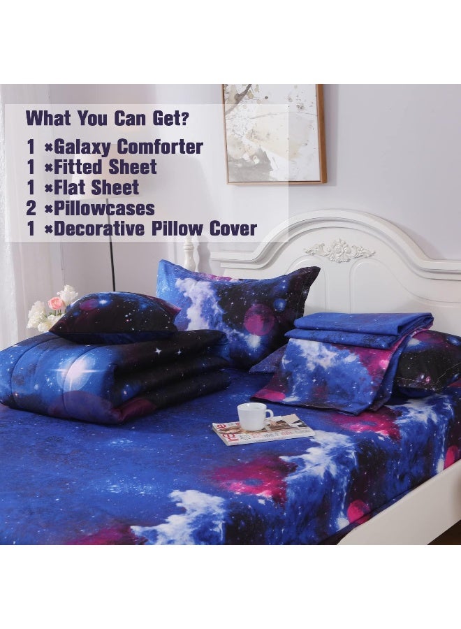 JQinHome Queen Galaxy Comforter Sets 6 Piece Bed in A Bag, Outer Space Themed Bedding for Children Boy Girl Teen Kids  - Image 5