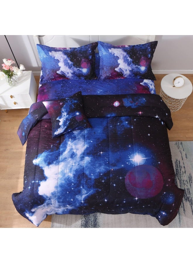 JQinHome Queen Galaxy Comforter Sets 6 Piece Bed in A Bag, Outer Space Themed Bedding for Children Boy Girl Teen Kids  - Image 2