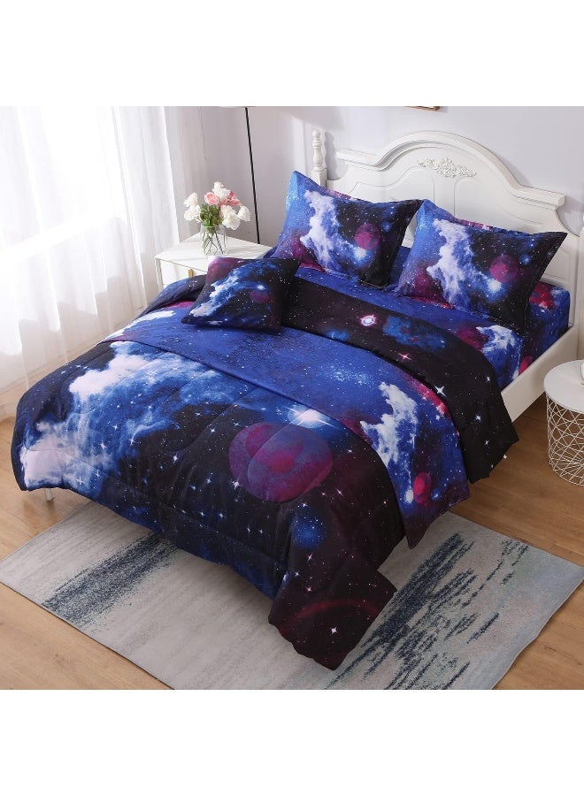 JQinHome Queen Galaxy Comforter Sets 6 Piece Bed in A Bag, Outer Space Themed Bedding for Children Boy Girl Teen Kids  - Image 3