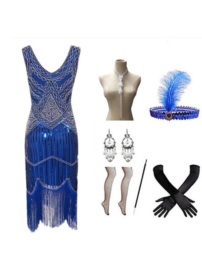 1920s Vintage Dress With Hand-stitched Sequins  Pearls And Fringes - Image 1