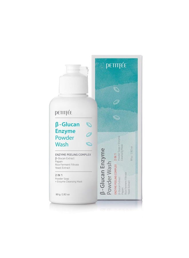 Petitfee B-Glucan Enzyme Powder Wash 2.82 oz (80g) - Facial Cleanser, Cleansing Powder with Papaya Extract Papain, Rice Ferment Extract for Gentle, Daily Exfoliation, Powder Soap, Cleansing Mask - Image 1