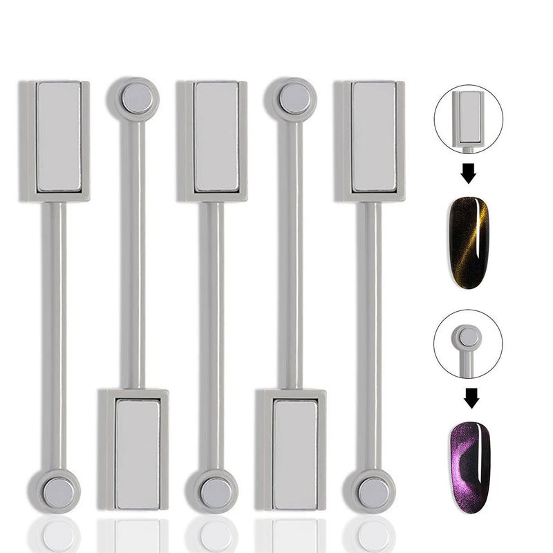 JERCLITY 5 Pieces Nail Magnet Stick Cat Eye Magnet Tool DoubleHeaded Nail Art Magnet Stick Set Magnet Wand Strong Magnet Stick for Home DIY Salon Studio