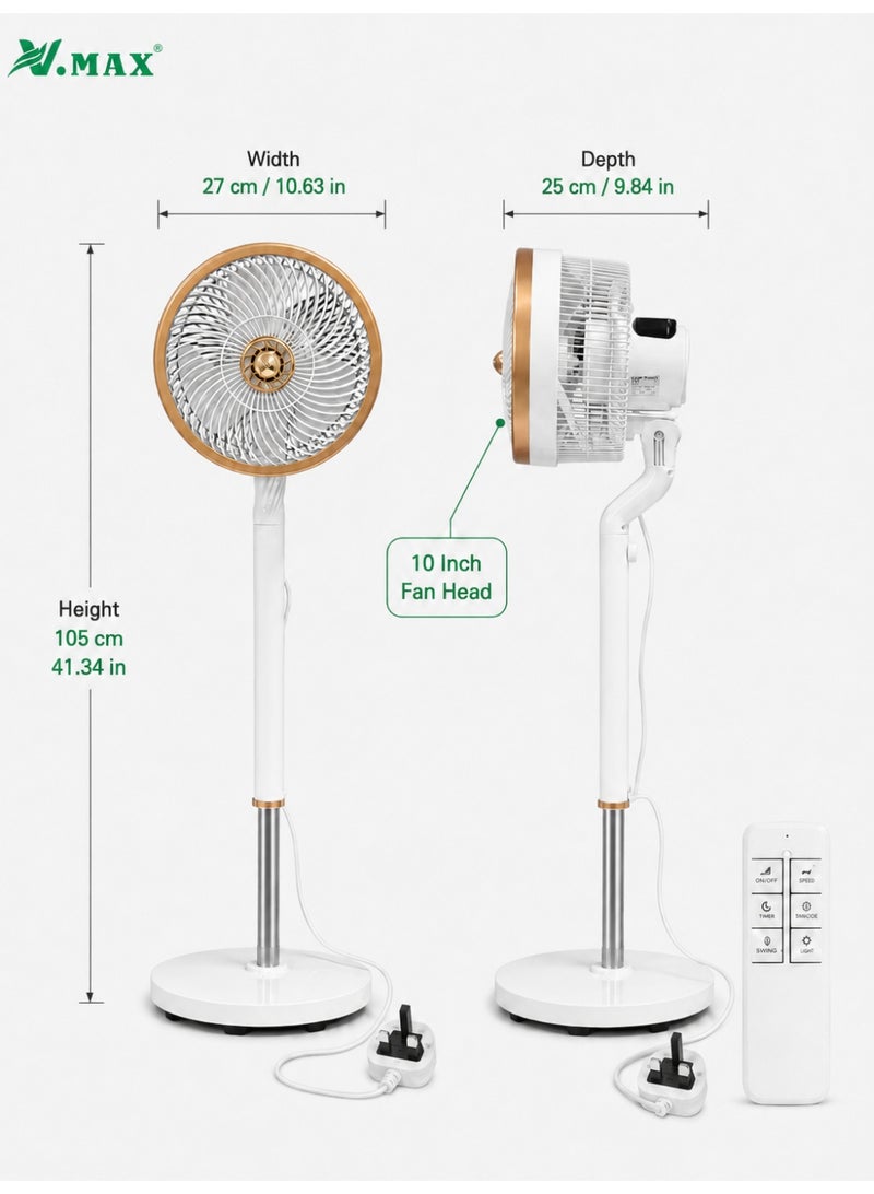 Vmax VAMX 70W Standing Fan with Powerful Airflow, Super Silent Motor, Remote Control & Touch Panel, 3 Blade Design for Bedroom, Living Room & Office - Image 3