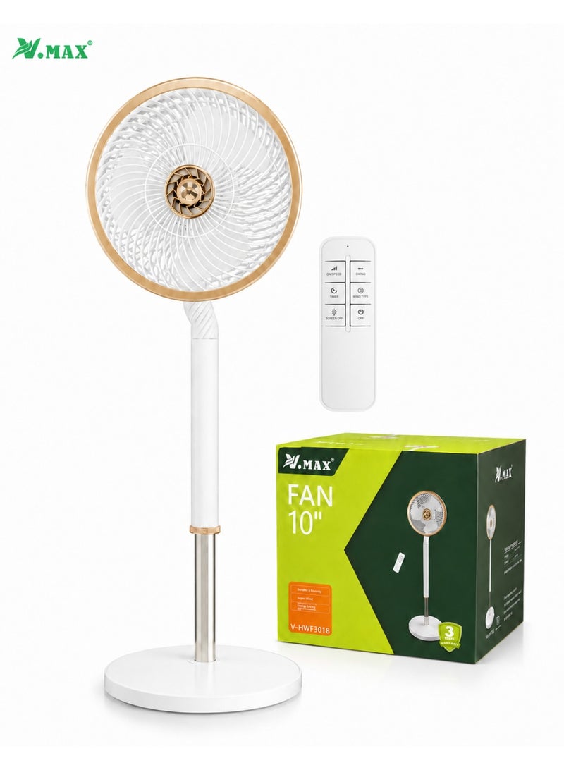 Vmax VAMX 70W Standing Fan with Powerful Airflow, Super Silent Motor, Remote Control & Touch Panel, 3 Blade Design for Bedroom, Living Room & Office - Image 1