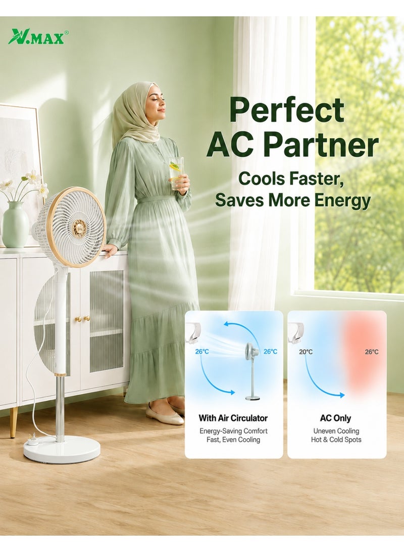 Vmax VAMX 70W Standing Fan with Powerful Airflow, Super Silent Motor, Remote Control & Touch Panel, 3 Blade Design for Bedroom, Living Room & Office - Image 2