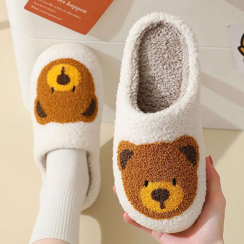 ULEL Women's Men's Cute Teddy Bear Slippers Fuzzy Memory Foam Kawaii Cartoon Animal Slippers Winter Warm Fluffy Shoes White Bear-41-42 - Image 5