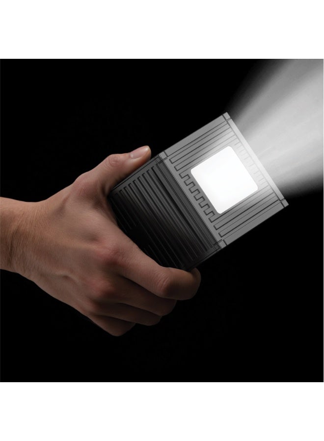 GREEN LION 50000mAh Power Bank PD 20W, Container Power Unit with 4 in 1 Charging Cable / Built In Carry Strap & Flashlight / Geometric Design / Digital Display / ABS Material - Black - Image 2