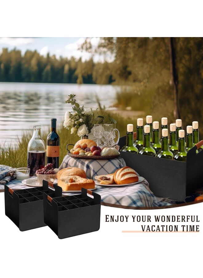 حقيبة نبيذ، حقيبة حمل حاملة نبيذ للسفر والنزهات، حقيبة مبطنة محمولة لزجاجات النبيذ لحفلات العشاء لمحبي النبيذ (أسود) - Image 5