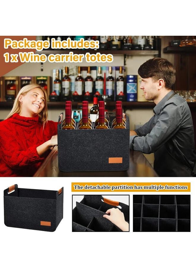 حقيبة نبيذ، حقيبة حمل حاملة نبيذ للسفر والنزهات، حقيبة مبطنة محمولة لزجاجات النبيذ لحفلات العشاء لمحبي النبيذ (أسود) - Image 3