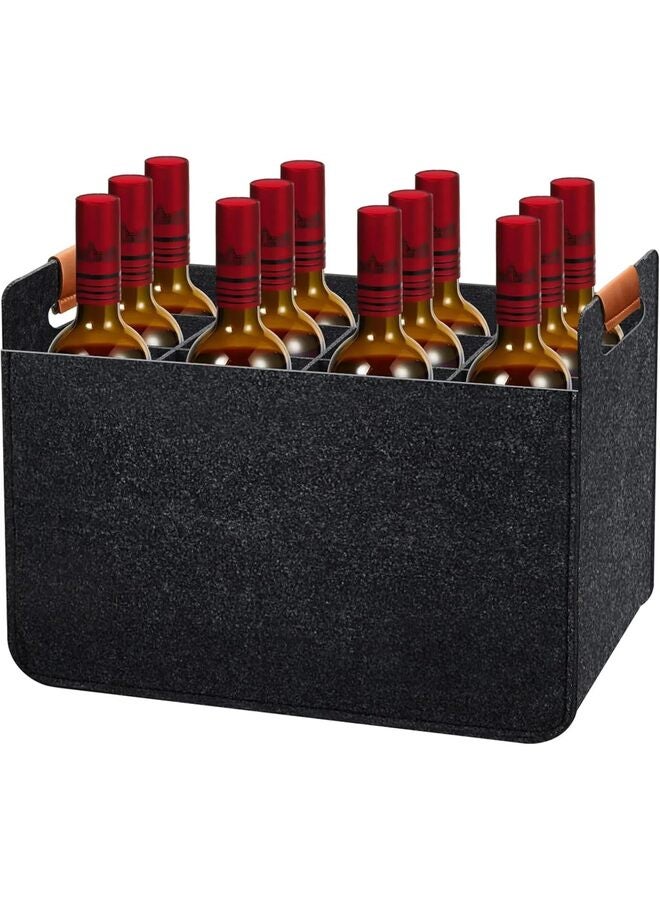 حقيبة نبيذ، حقيبة حمل حاملة نبيذ للسفر والنزهات، حقيبة مبطنة محمولة لزجاجات النبيذ لحفلات العشاء لمحبي النبيذ (أسود) - Image 1