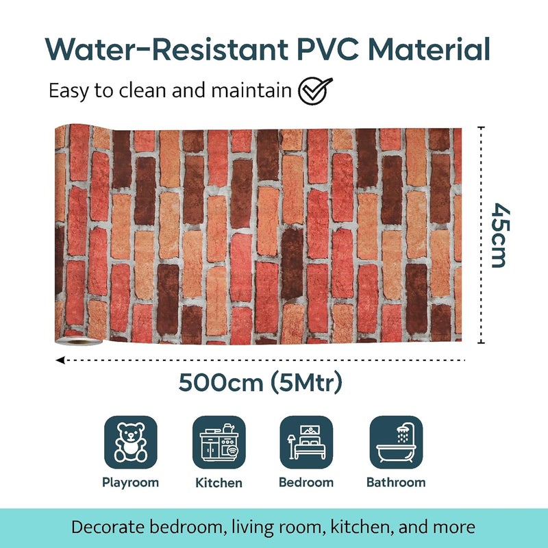 Kuber Industries 5Mtr PVC Waterproof Self Adhesive Wallpaper for Wall, Bedroom & Living Room | Interior and Exterior Wallpaper for Almirah | Number WP-4 - Image 3