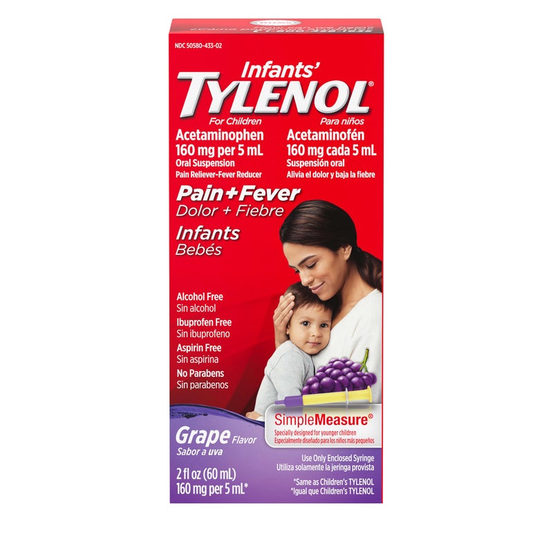 Tylenol دواء سائل للأطفال من تايلينول أسيتامينوفين، بنكهة العنب، 2 أونصة سائلة - Image 1