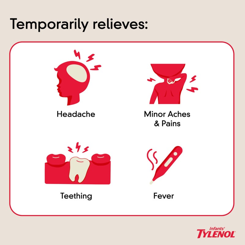 Tylenol دواء سائل للأطفال من تايلينول أسيتامينوفين، بنكهة العنب، 2 أونصة سائلة - Image 2