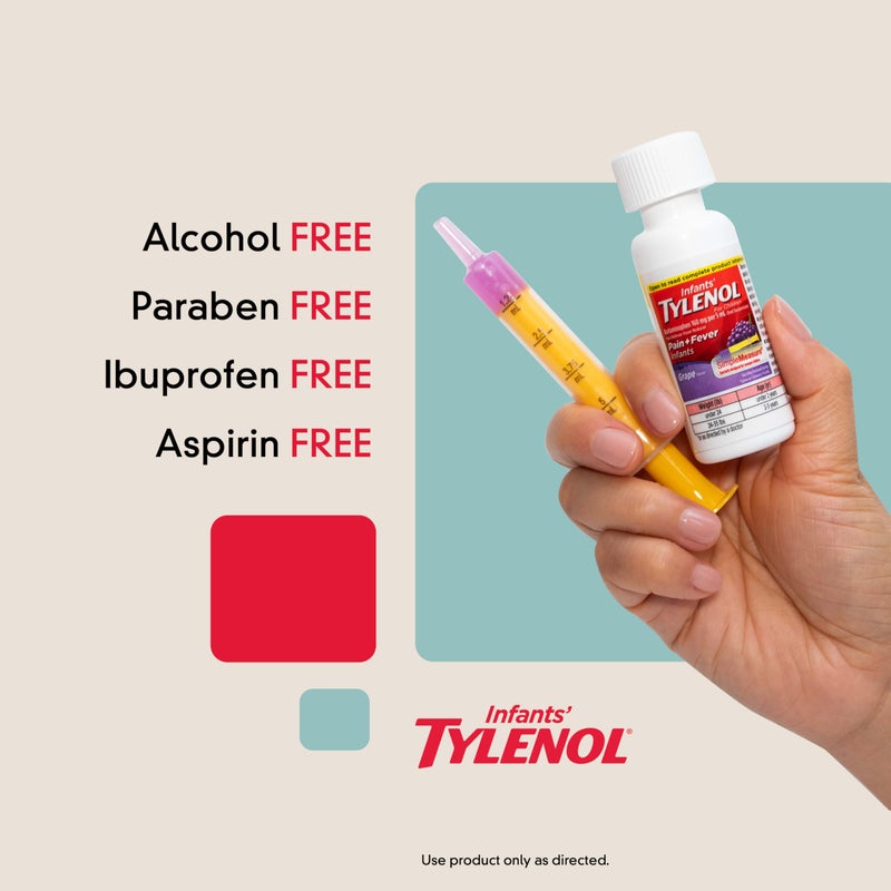 Tylenol دواء سائل للأطفال من تايلينول أسيتامينوفين، بنكهة العنب، 2 أونصة سائلة - Image 3