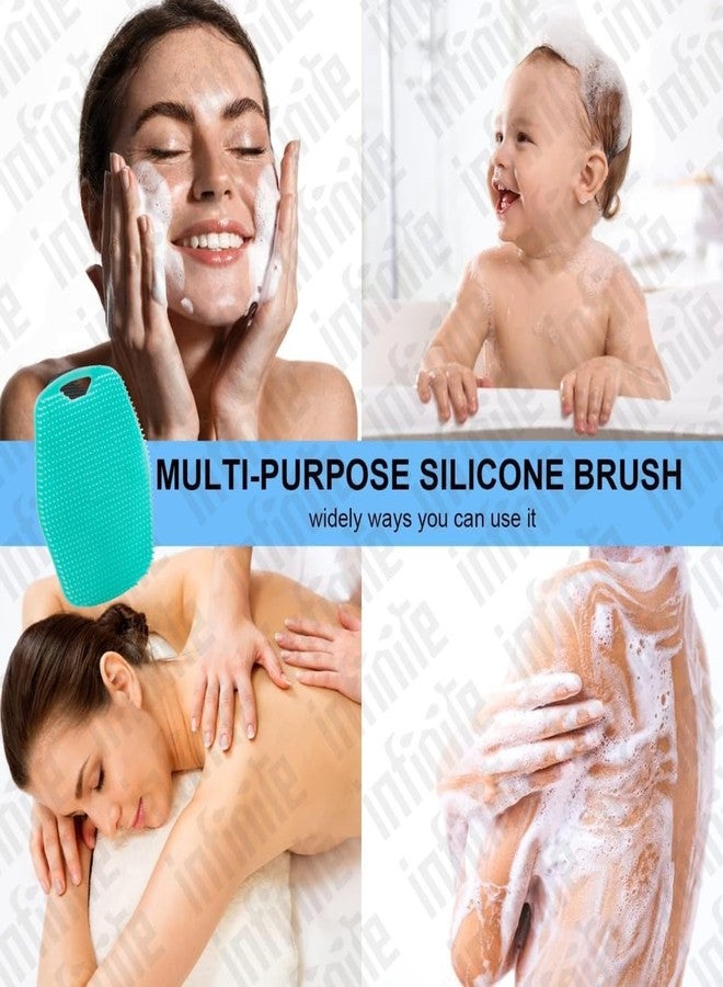 InfiniteEshop Silicone Body Scrubber for Bath | Exfoliating Body Brush with Soft Bristles & Non-Slip Handle | Deep Cleansing Bath Brush for Men & Women (Aqua Blue) - Image 4