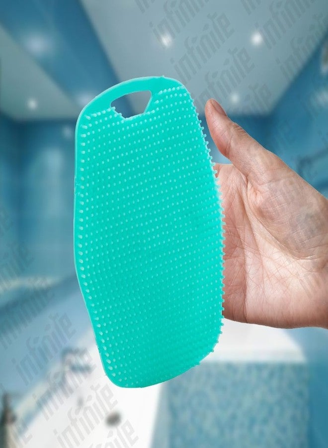 InfiniteEshop Silicone Body Scrubber for Bath | Exfoliating Body Brush with Soft Bristles & Non-Slip Handle | Deep Cleansing Bath Brush for Men & Women (Aqua Blue) - Image 5