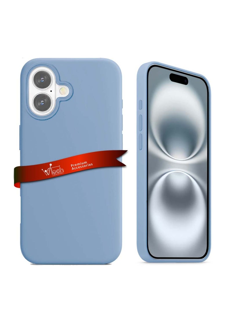 دبليو تيك غطاء جراب سيليكون سائل بريميوم من ابل ايفون 16 2024 - أزرق صخري - Image 1