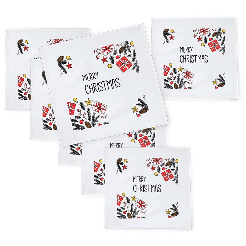 Khakee 6 Pcs Christmas Theme Silk Table Napkins 10x 10 for Xmas Decoration Christmas OrnamentsChristmas Giftxmas21508 - Image 1