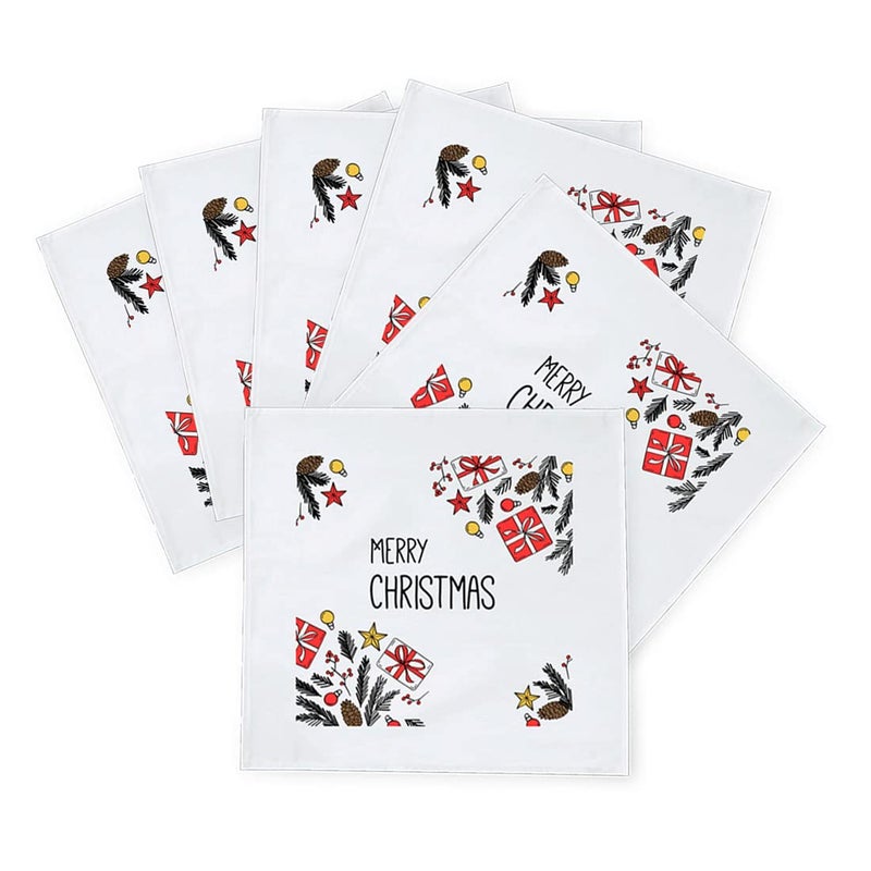 Khakee 6 Pcs Christmas Theme Silk Table Napkins 10x 10 for Xmas Decoration Christmas OrnamentsChristmas Giftxmas21508 - Image 2