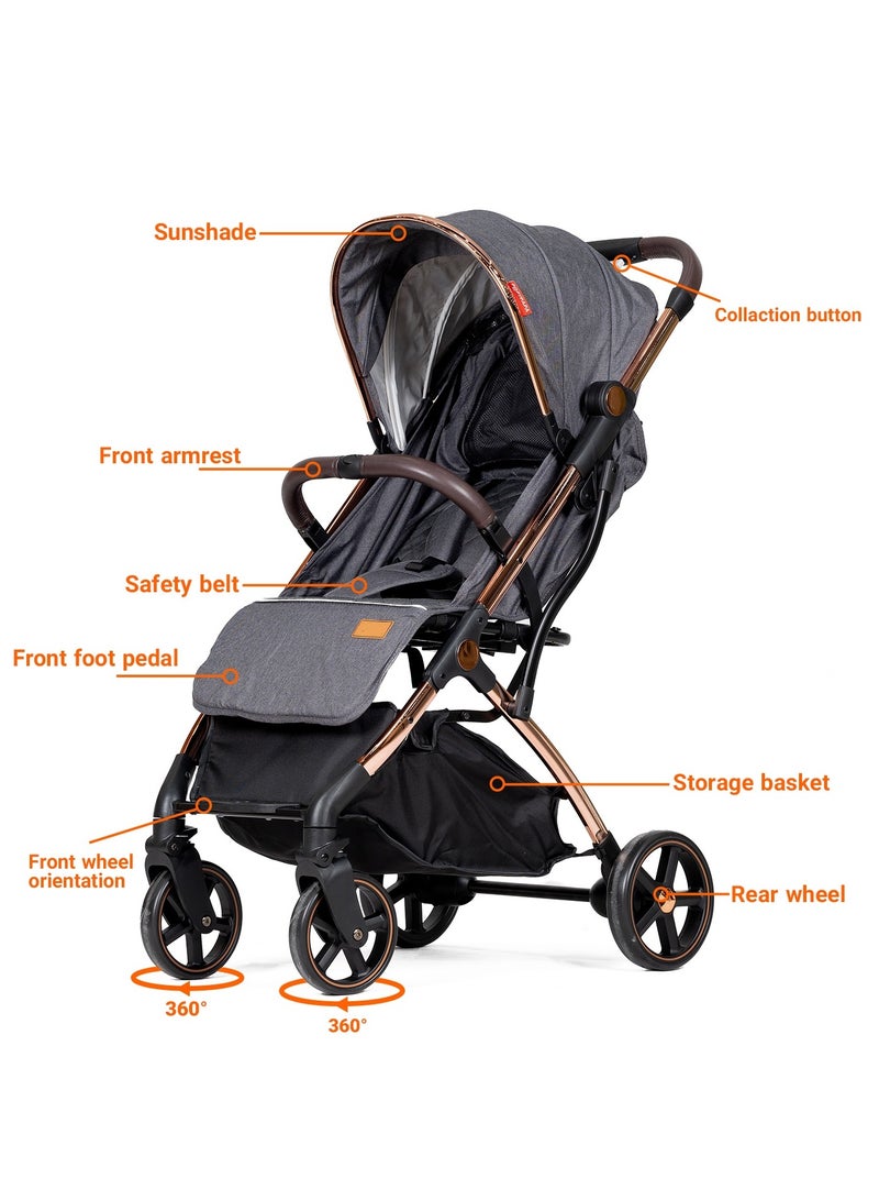Kidilo Ultra Luxury & Lightweight Compact Travel Stroller â€“ Comfortable, Foldable Stroller for Infants & Toddlers Up to 5 Years | Perfect Baby Travel Gear, Umbrella Baby Stroller - Image 2