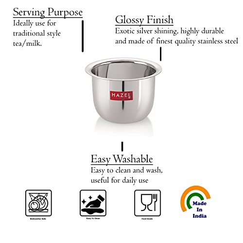 HAZEL Stainless Steel Tea Glasses Mini Traditional Design Coffee Milk Serving Glass Patra Pela Set of 2, 9 cm, 100 ML, Silver - Image 3