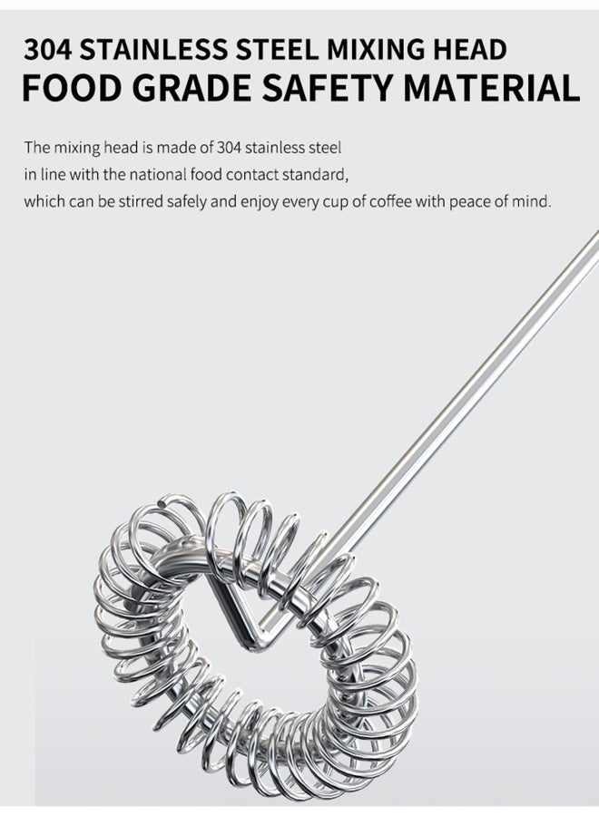 دي اس بي مُحَمِّص حليب كهربائي يدوي مع قاعدة شحن USB-C، صُنِع من الفولاذ المقاوم للصدأ 304، مزود بملعقة خفق، خلاط مشروبات بتصميم صغير وسهل الحمل، مناسب لصنع القهوة، اللاتيه، الكابوتشينو، والمعجنات - Image 4