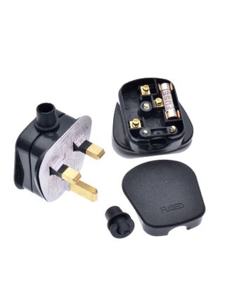2PCS Fused 13A UK Plug Top 3-Pin British Connector – Safe Durable Electric Plug, Pure Copper Pins, 250V 13A Adapter for Home, Office, Workshop & Travel (Black) - view 2