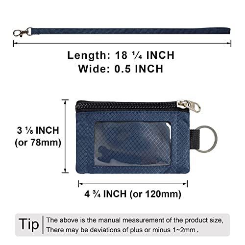CHENSPRX Minimalist RFID Blocking Small Wallet with ID Window,WaterResistant Zip Id Case Wallet with Lanyard Keychain for Cards,Cash,Travel,Women,Men (Navy) - Image 5
