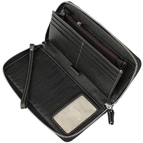 Lavemi Women's RFID Blocking 100% Leather Large Capacity Zip Around Wallet Phone Holder Clutch Travel Purse Wristlet(Large Size Coffee) - Image 4