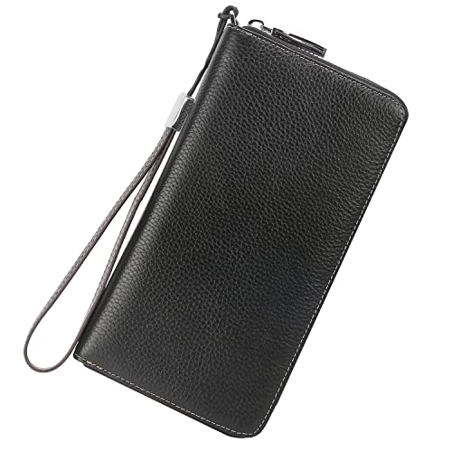 Lavemi Women's RFID Blocking 100% Leather Large Capacity Zip Around Wallet Phone Holder Clutch Travel Purse Wristlet(Large Size Coffee) - Image 1