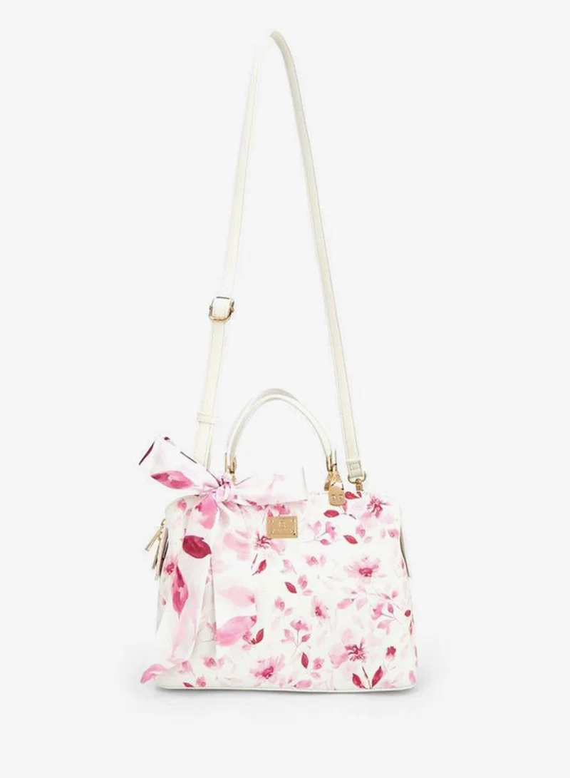 Flora Bella By Shoexpress PINK Floral Print Tote Bag With Bow Accent for Women | Best Price UAE