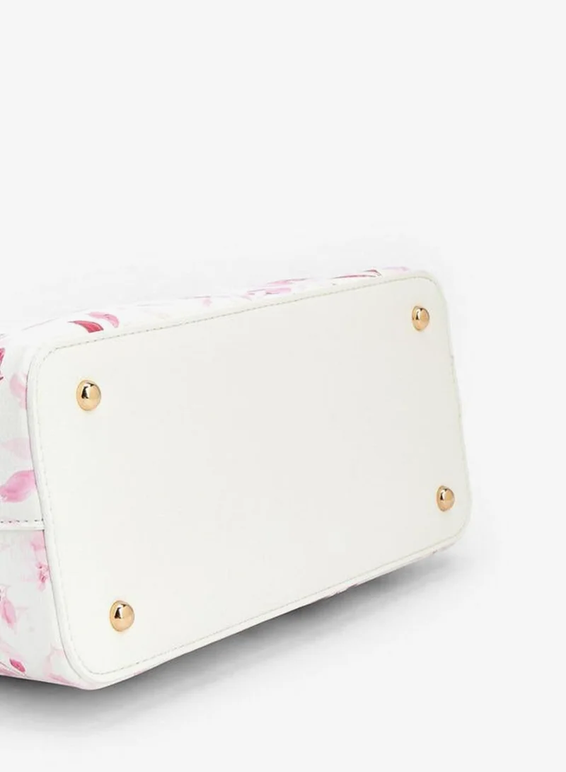 Flora Bella By Shoexpress PINK Floral Print Tote Bag With Bow Accent for Women | Best Price UAE