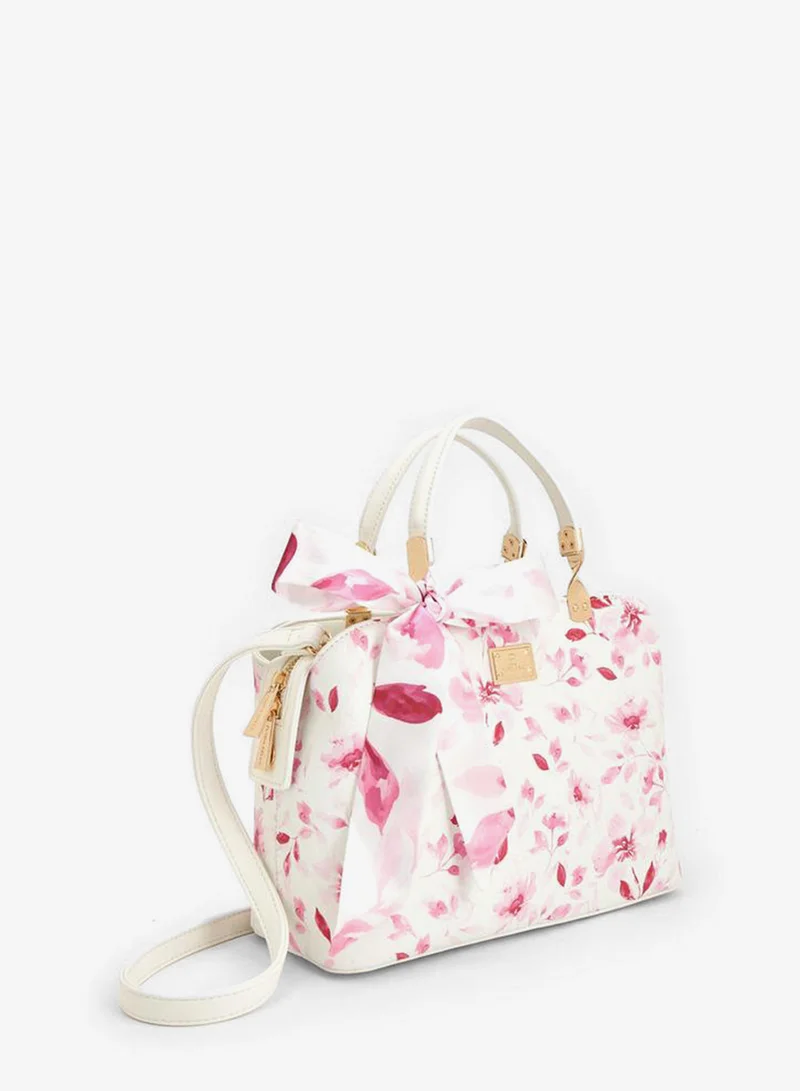 Flora Bella By Shoexpress PINK Floral Print Tote Bag With Bow Accent for Women | Best Price UAE