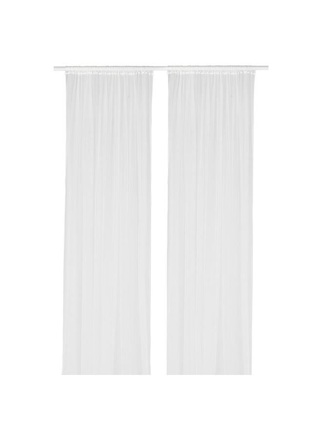 erorex Net curtains, 1 pair, white/with rod pocket, 280x300 cm - Image 1