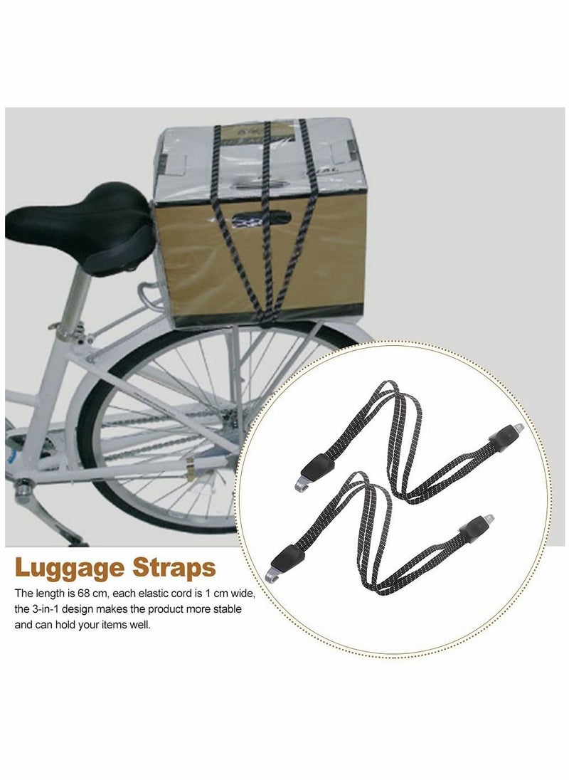 Y&D - Rope, Bike Luggage Fixed Strap 3 in 1 Bungee Cord Nylon Durable Bicycle with Hook Portable Tension Belts, 5pcs (Black) - Image 1