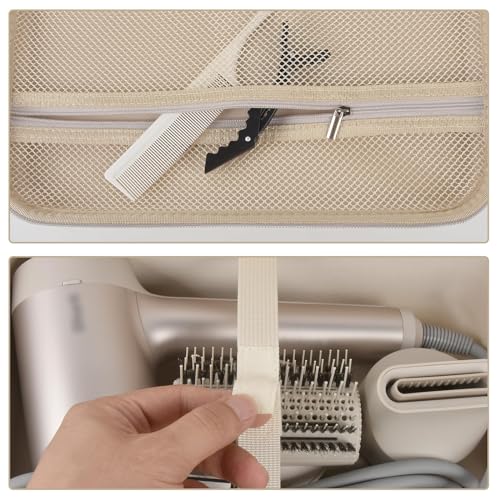 PAIYULE Case for Shark HD331&HD112BRN Hair Blow Dryer HyperAIR Fast 2-in-1, Blow Dryer Storage Bag for Concentrator and Styling Attachments and Rotatable Hot Air Brush Accessories, Box Only (Stone) - Image 3