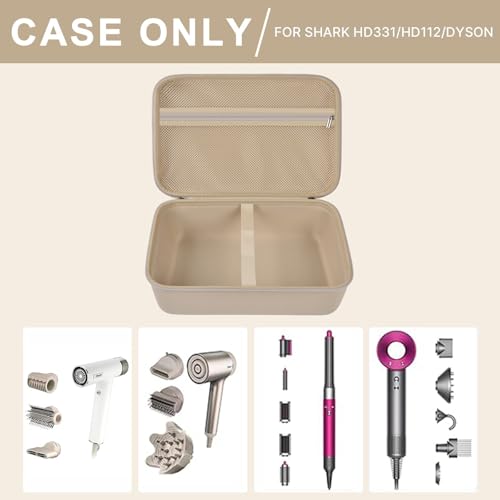 PAIYULE Case for Shark HD331&HD112BRN Hair Blow Dryer HyperAIR Fast 2-in-1, Blow Dryer Storage Bag for Concentrator and Styling Attachments and Rotatable Hot Air Brush Accessories, Box Only (Stone) - Image 2